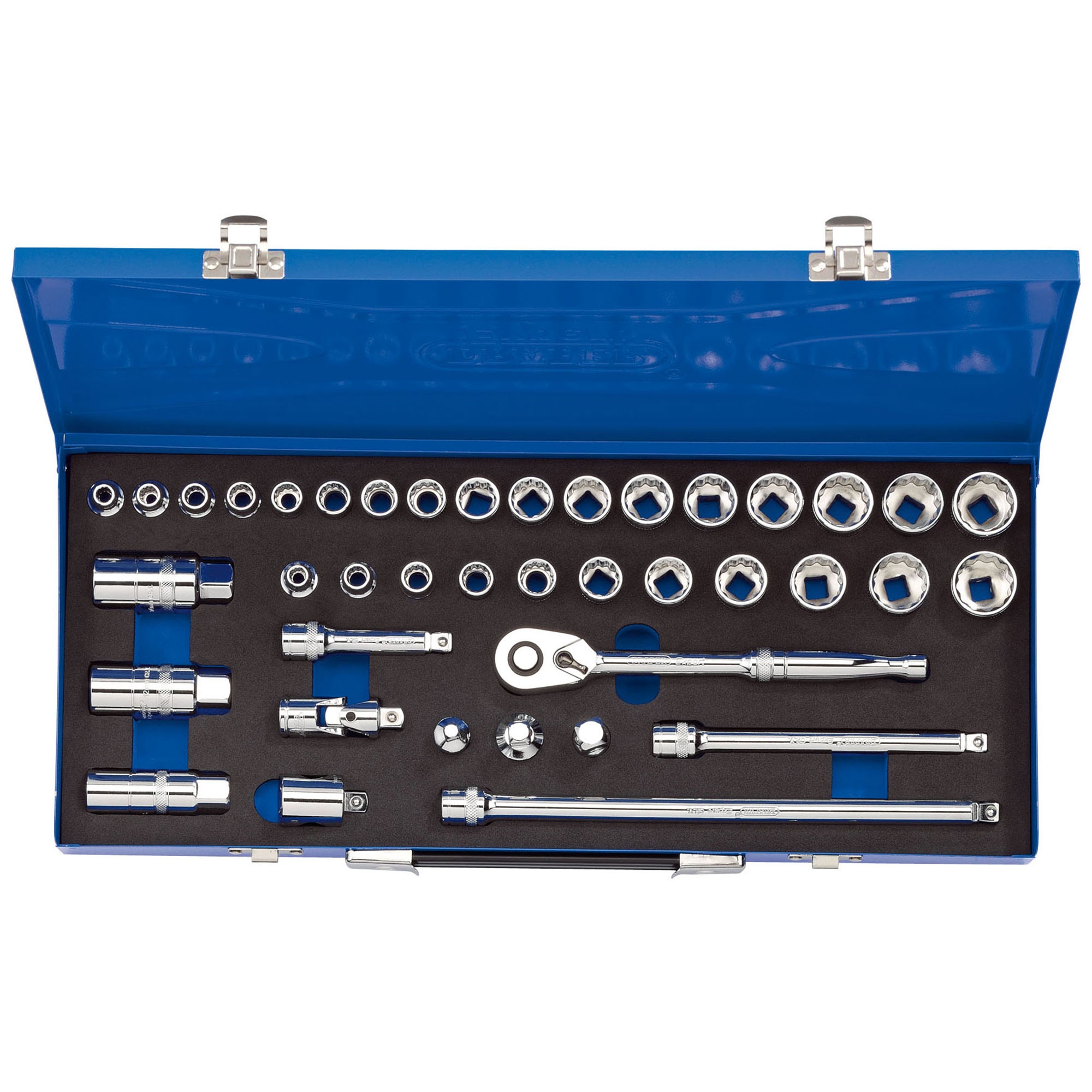 Draper 3/8'' Square Drive Combined MM/AF Socket Set In Metal Case 40