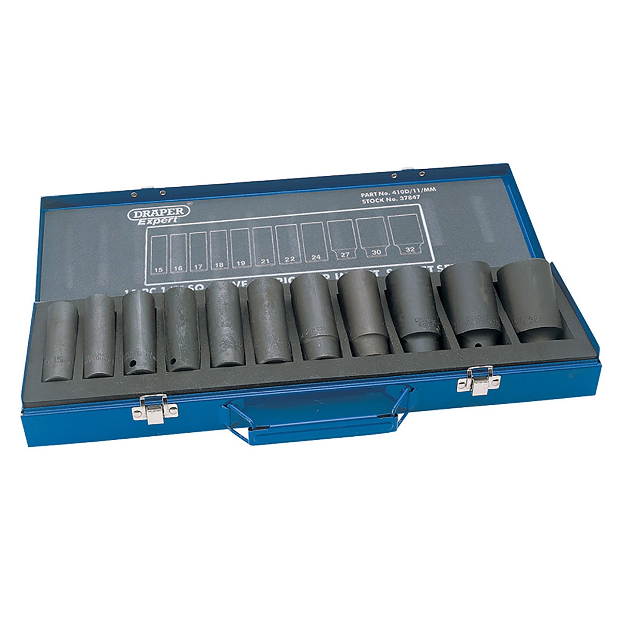 Draper Expert 11Pc 1/2" Sq. Dr. HiTorq Metric Deep Impact Socket Set