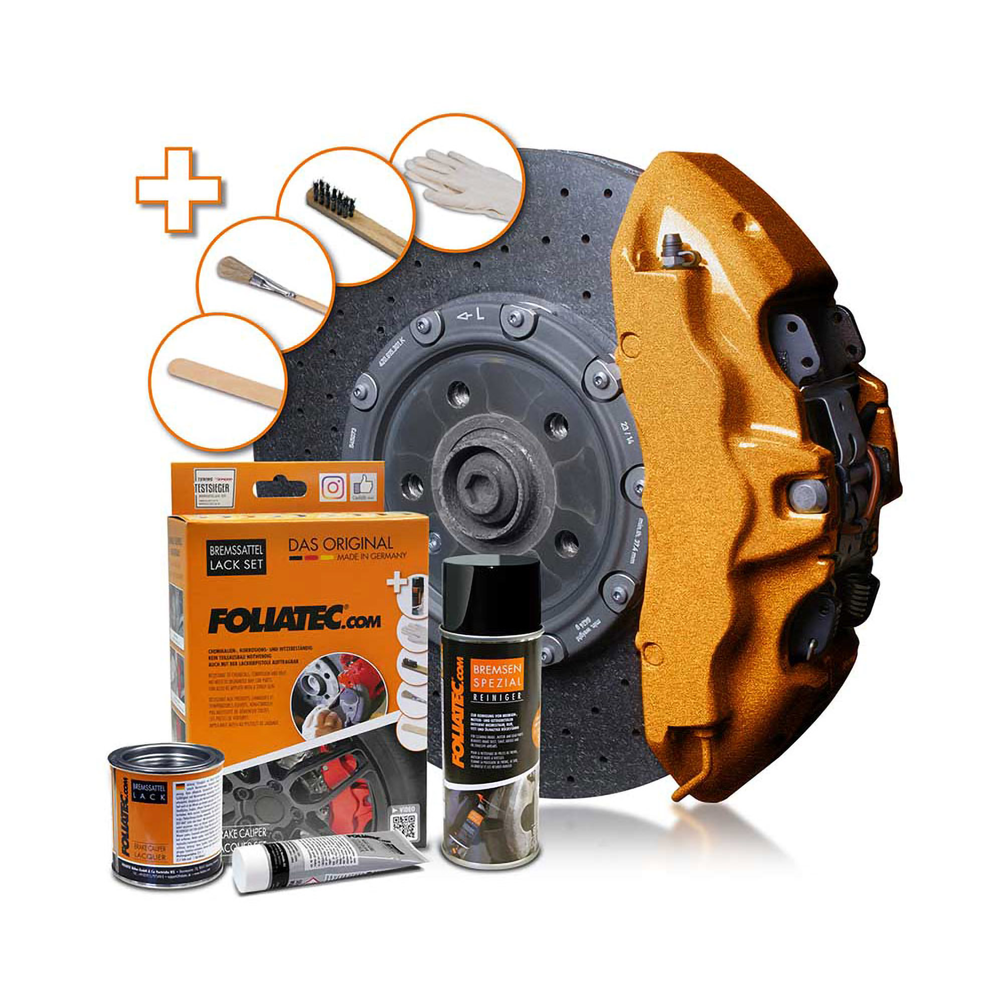 Foliatec Car Brake Caliper Paint Lacquer Set Metallic Copper
