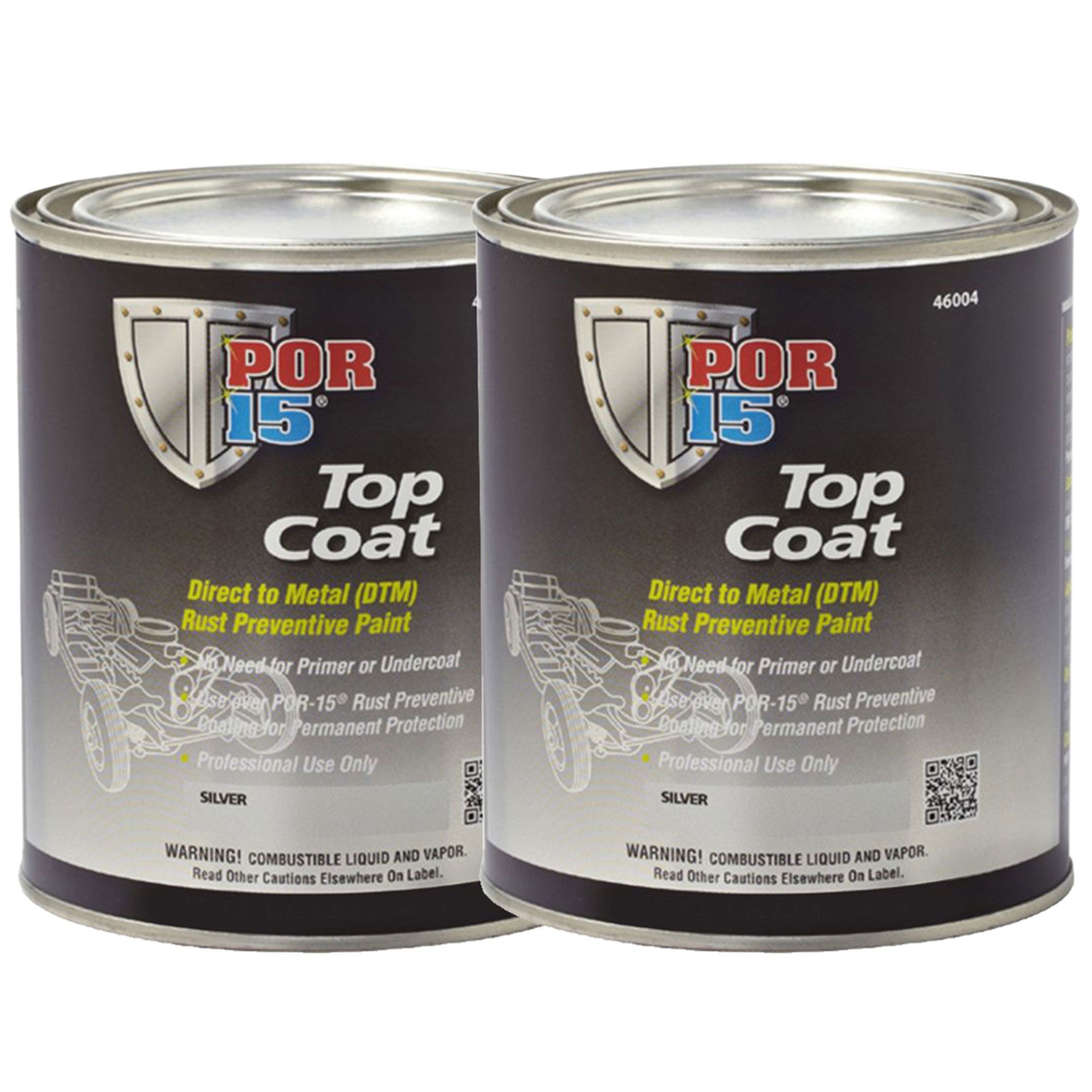 2 x POR15 Topcoat Top Coat Paint for Rust Treated Metal 473ml Silver eBay