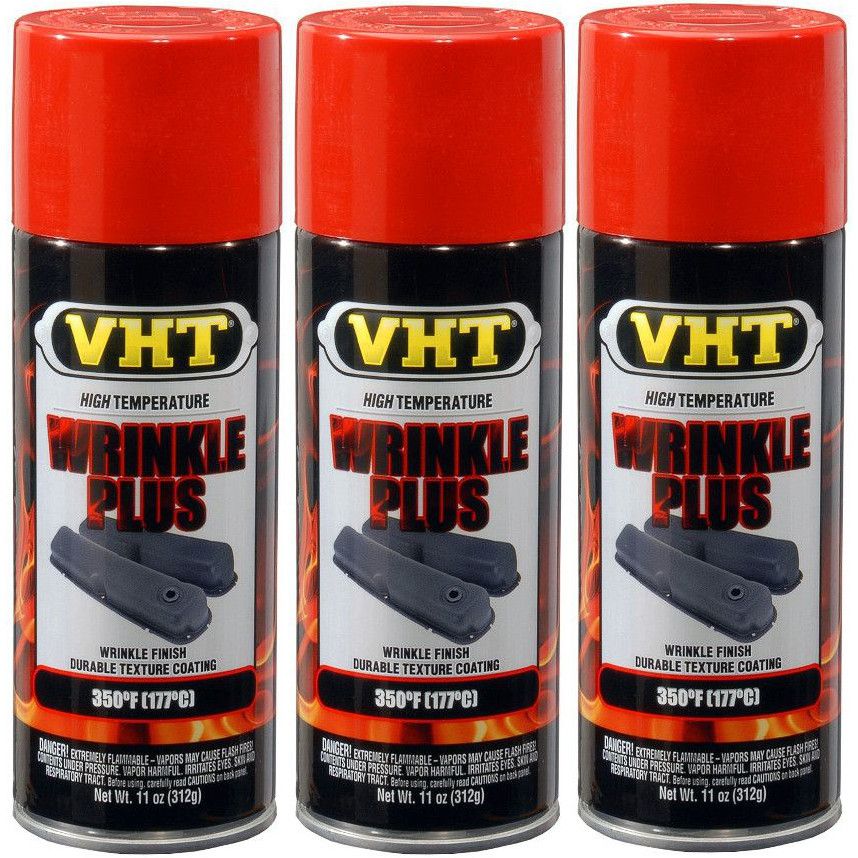 3 x 310ml Cans Of VHT Wrinkle / Crackle Finish High Temperature Paint