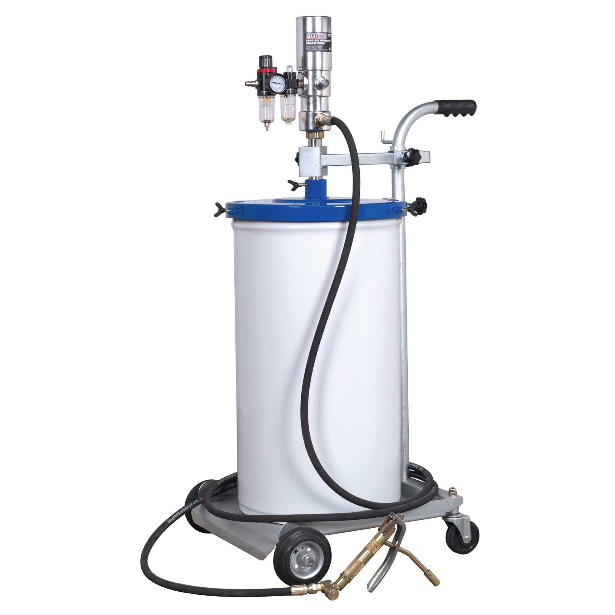 Sealey Air Motor Operated Trolley Grease/Greasing Pump / Gun 50kg