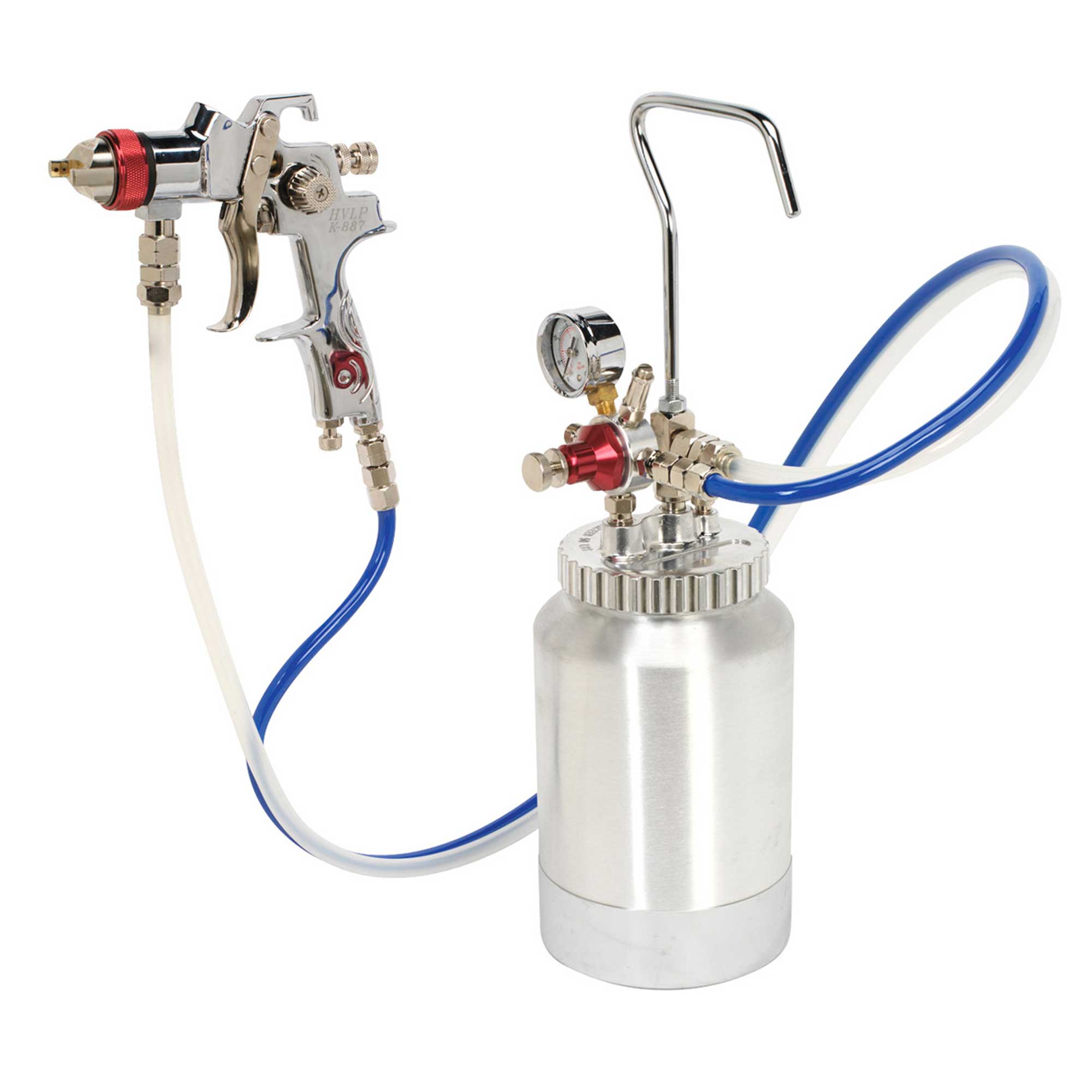 Sealey HVLP Pressure Pot System With Spray Gun / Hoses 1.7mm SetUp