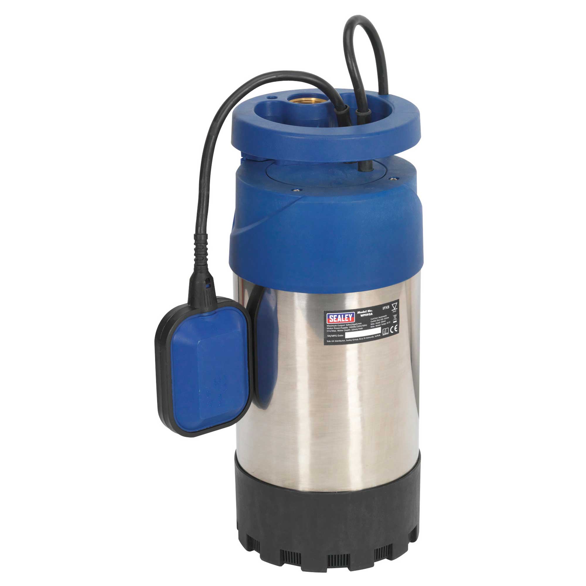 Sealey Submersible Water Pump Automatic 92ltr/min 40mtr Head 230V