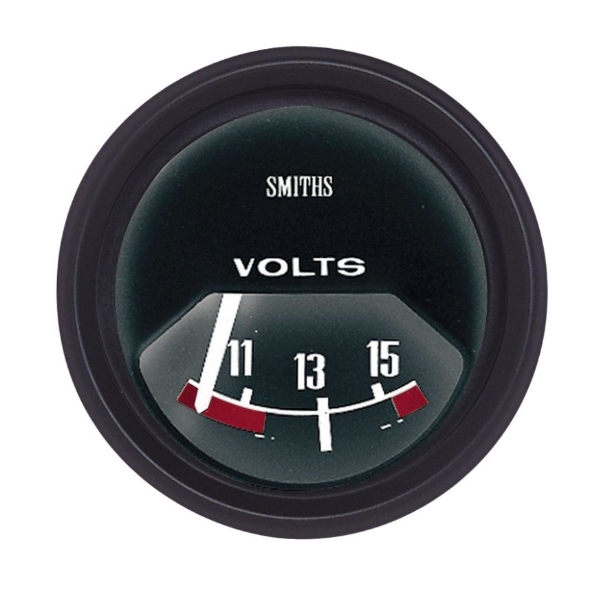 Smiths Vintage Race Classic Voltmeter Gauge With Black Dial Face And