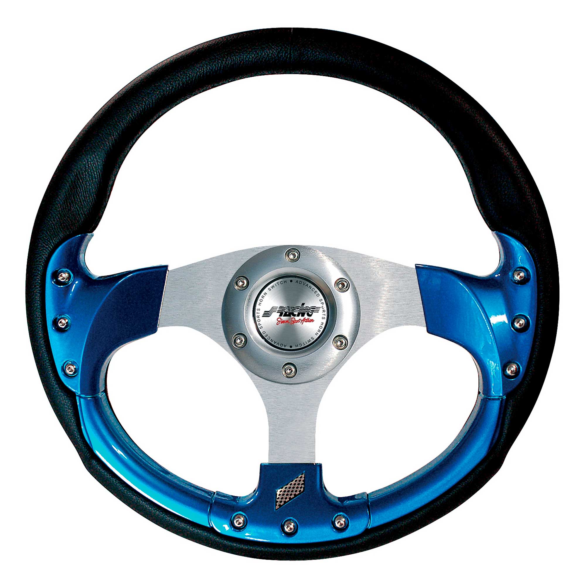 SIMONI RACING ESTORIL PELLE volante auto-Nero Blu 320mm Diametro