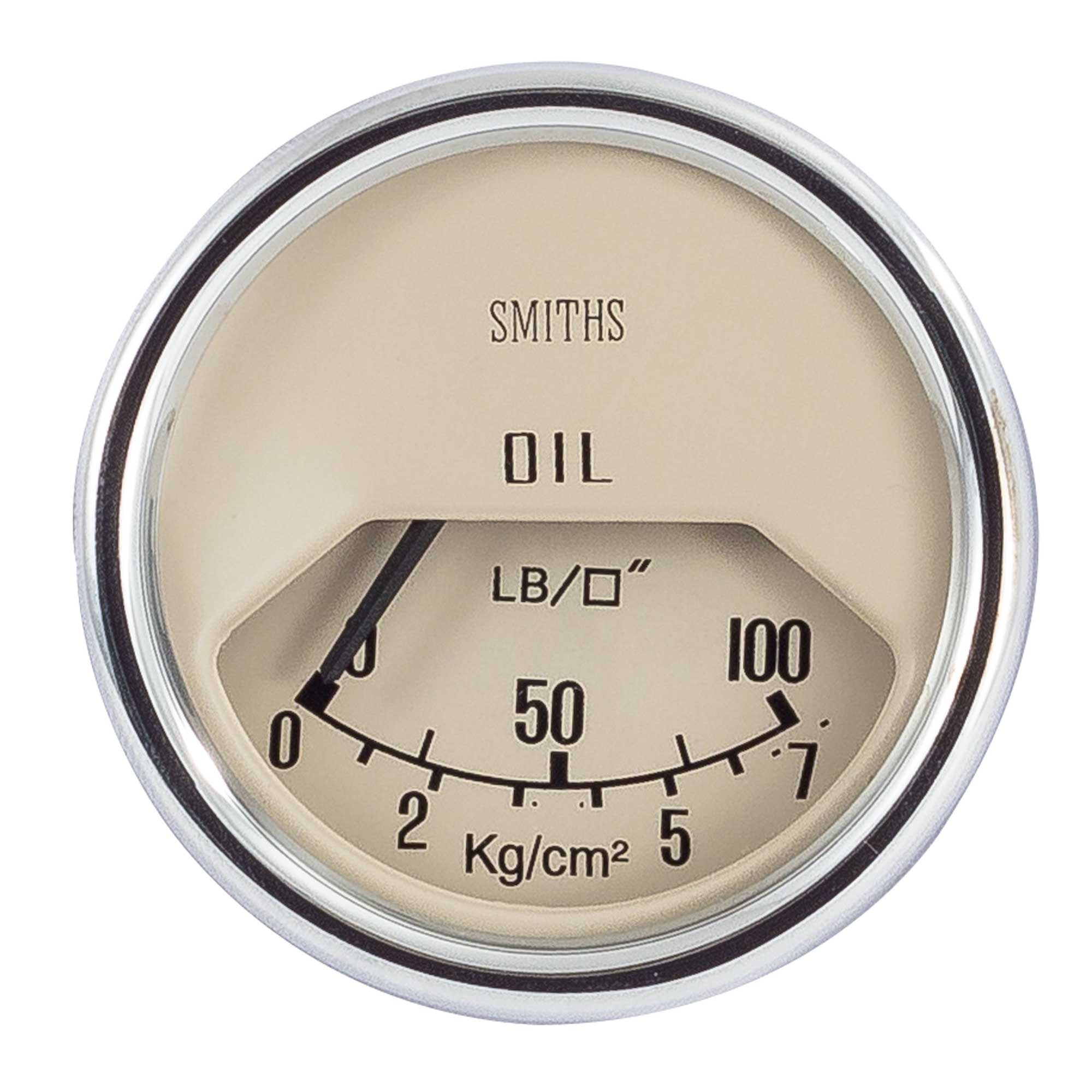 Smiths Classic Mini Mechanical Oil Pressure Gauge Magnolia Dial Face